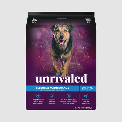 Unrivaled Essential Maintenance Pork Meal and Ancient Grains Recipe 22/12 Dog Food