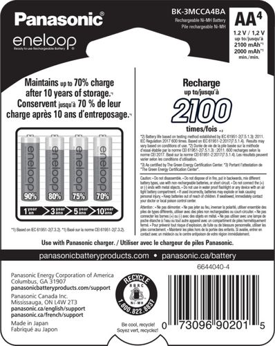 Panasonic Eneloop Ni-MH Rechargeable Batteries