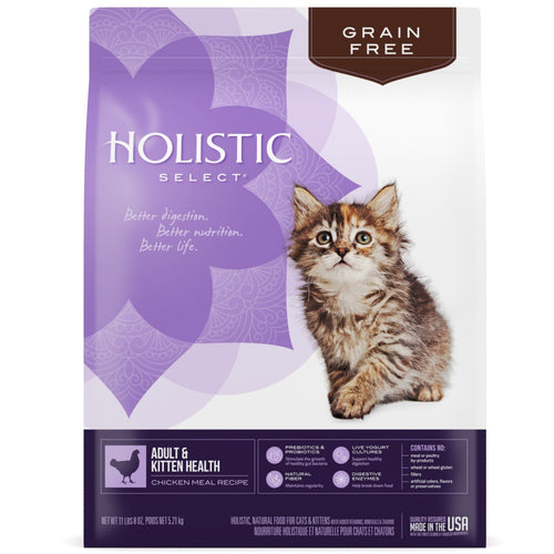 Holistic Select Natural Grain Free Adult and Kitten Chicken Meal Dry Cat Food