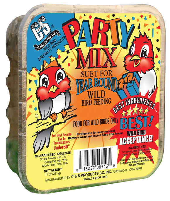 Party Mix Suet for Year Round Wild Bird Feeding